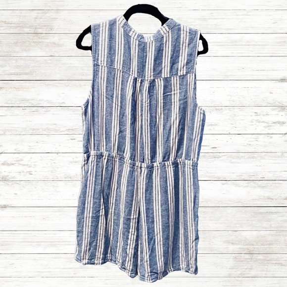 White & Blue Stripe Romper | Kelly Renee XXL - Picture 2 of 6